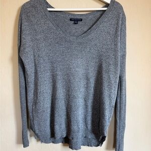 American Eagle Y2K Outfitters Heather Gray V-Neck Sweatshirt Sweater